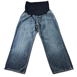 Liz Lange Maternity Jeans Women's Size 6 Blue Denim Full Panel baggy Pants